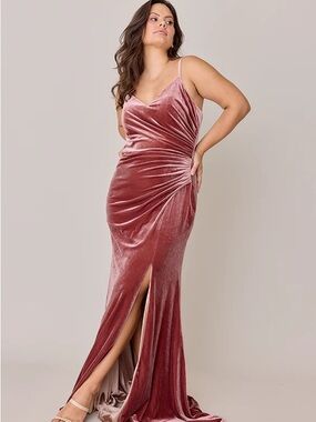 REVELRY Velvet Rory dress - size 14, color terracotta